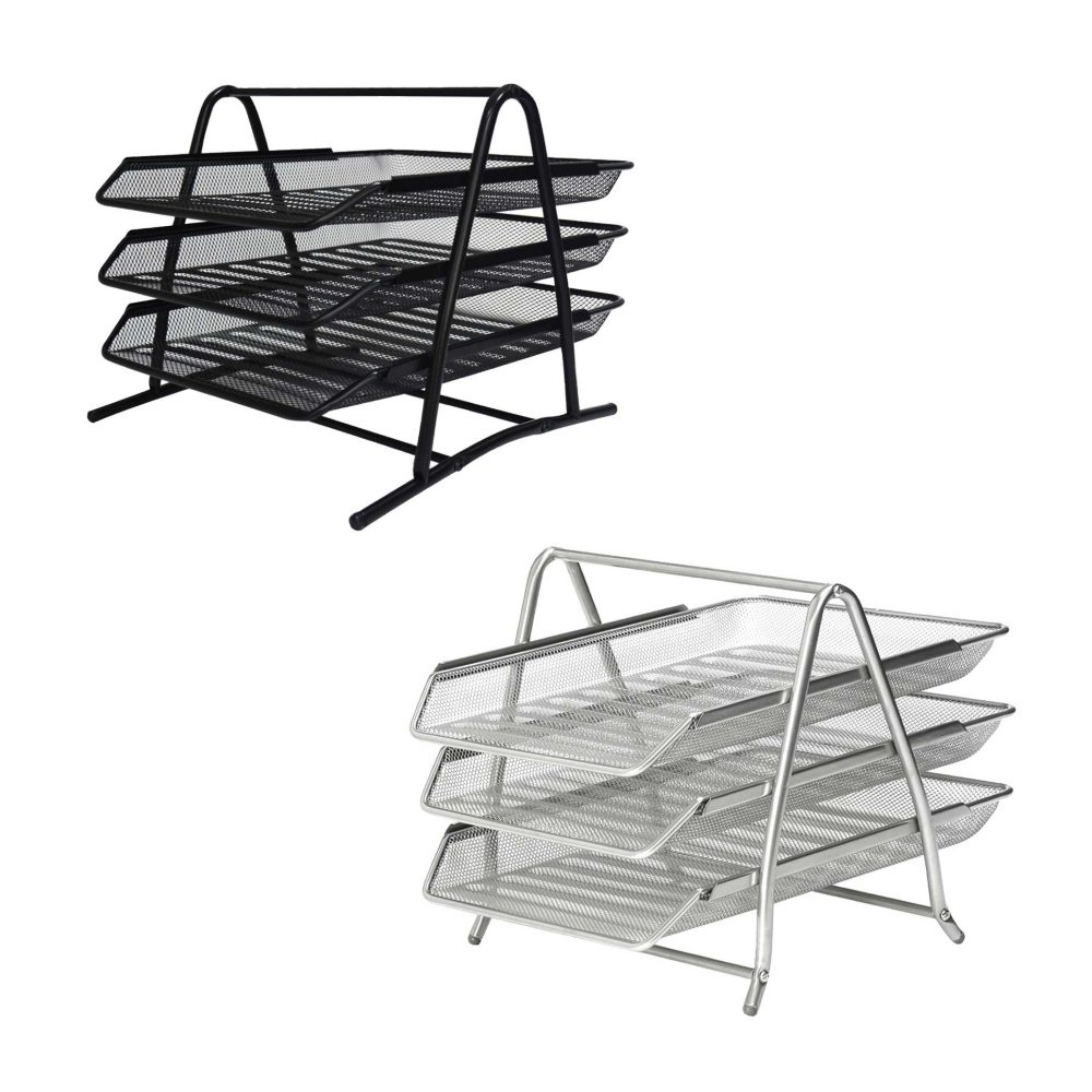 Polica za dokimenta žičana 3/1 Srebrna i crna