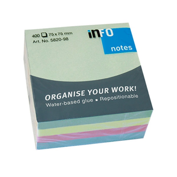 Samolepljivi blok 75x75,400 lista Pastelne boje